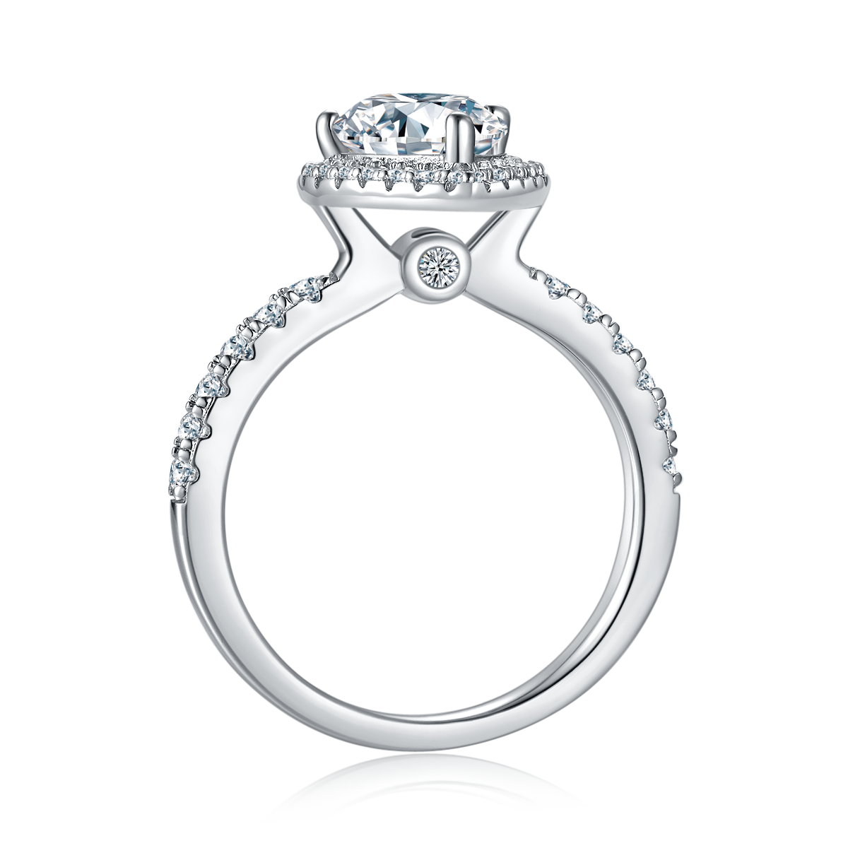 Light luxury pear shaped S925 silver plated white gold moissanite diamond women's ring 2.0 carats D-grade